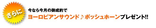 さらに　今なら今月の御成約で ヨーロピアンサウンド♪ボッシュホーンプレゼント！！